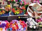 Искусственные цветы на базаре