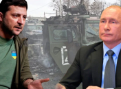 Украинский лидер Владимир Зеленский и кровавый агрессор путин