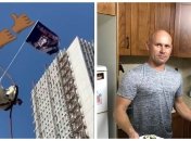 Росіянин працює в Ізраїлі на будівництві, де й підняв прапор