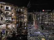 Наслідки ракетного удару по багатоповерхівці у Вишгороді