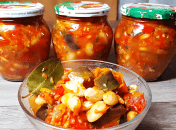 Салат из баклажанов и фасоли на зиму