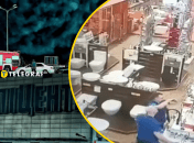 Появилось видео удара по "Эпицентру" в Харькове