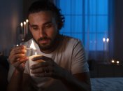 Мужчина сидит без электроэнергии