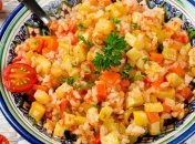 Рецепт дня: рис с кабачками, помидорами и морковью