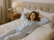Девушка лежит на кровати