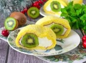 Нежный и вкусный бисквитный рулет с начинкой тающей во рту