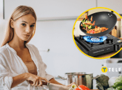 Девушка на кухне и портативная газовая плитка