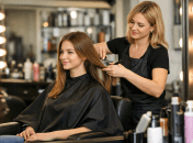 Жінка стриже волосся