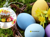 Кулич и крашеные яйца