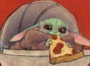 Художниця зобразила Малюка Йоду, який уплітає фастфуд