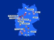 Карта с базами команд на Евро-2024
