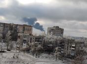 Кадр з задимленням від вибуху у Донецьку 16 грудня