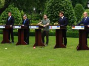 Совместная пресс-конференция Йоханниса, Драги, Зеленского, Макрона и Шольца в Киеве