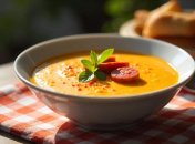 Ароматный суп с охотничьими колбасками