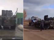 В хозяйстве пригодится: украинцы тракторами затягивают себе российские БТРы (видео)