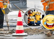 Ремонт дороги в дождь