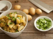 Постный салат с зеленым луком