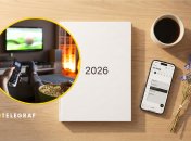 Человек перед телевизором, календарь