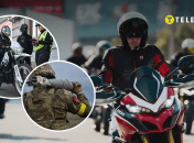 Мотоциклисты, военный и полиция