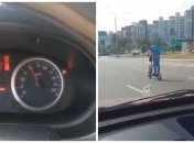 "Шумахер" пересел на самокат: "гонщик" на улицах Киева удивил водителей скоростью езды (видео)