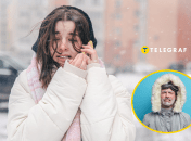 Девушка замерзает на улице