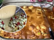 Пирог с яблоками и молоком