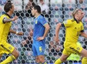 Швеция - Украина: Бущан пропустил гол после рикошета (видео)