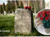 Искусственные цветы на кладбище