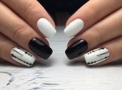 Маникюр 2020: черно-белые варианты для коротких ногтей (Фото)