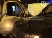 В центре Донецка джип с боевиками врезался в микроавтобус с людьми