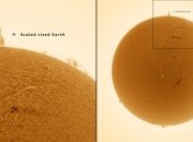 Над Солнцем поднялась огромная "Эйфелева башня"