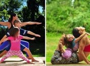 Звездный Instagram: мама с детьми занимается йогой