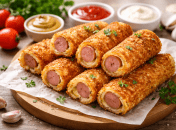 Трубочки из лаваша и сосисок