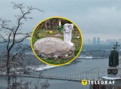 Панорама Киева, памятный знак о поселении Мышеловка