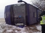 На трассе Одесса - Киев перевернулся рейсовый автобус с пассажирами