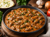 Гуляш из куриных сердечек