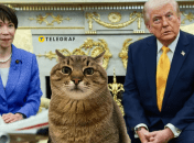 Премьер-министр Японии, президент США и кот