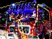 По улицам Кишинева проехал красочный рождественский караван из пожарных машин (видео)