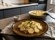 Картофель с ветчиной в сливочном соусе