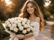 Девушка с букетом цветов