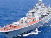 "Гетман Сагайдачный" во время учебных стрельб встретил российские корабли (Видео)