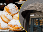 Пирожные и вход в кафе "Крендель"