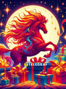 Открытка на год Огненной Лошади