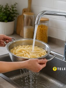 Промывание горячих макарон
