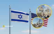 Флаги Израиля и США, Тегеран после атаки