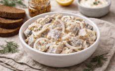 Сельдь с майонезом и горчицей