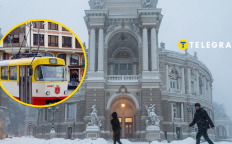 Зимняя Одесса и трамвай