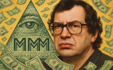 ИИ сгенерировал типичный коллаж из статьи об «МММ» в газете девяностых