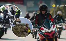 Мотоциклисты, военный и полиция