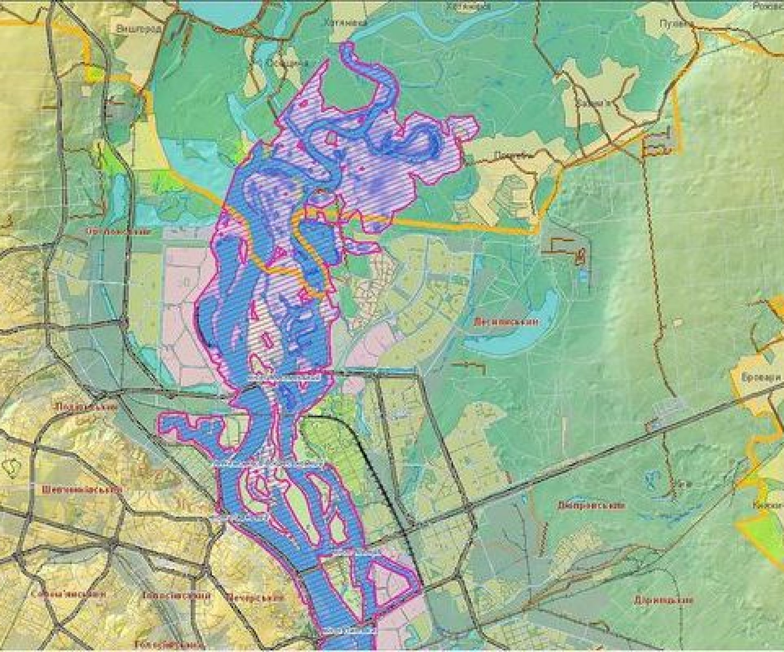 Киевская дамба на карте. Карта подтопления Киева. Киевская дамба карта затопления территории на карте. Киев затопления районы на карте. Киевская дамба карта затопления на карте.